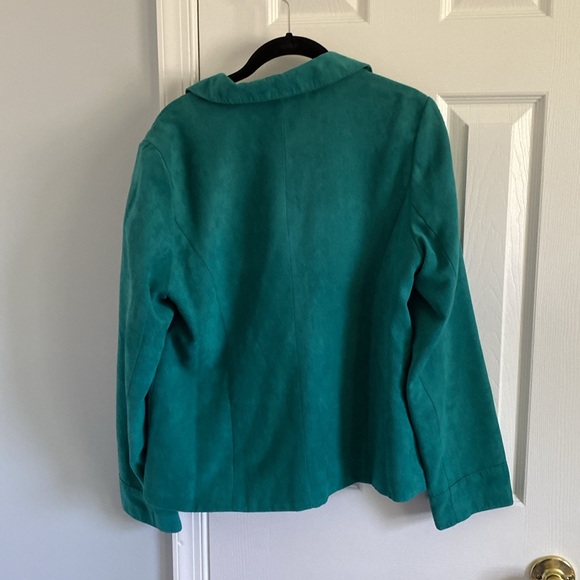 Studio Works Womens Size 10 Faux Suede Jacket Green Teal Fully Lined Lightweight - Picture 8 of 8